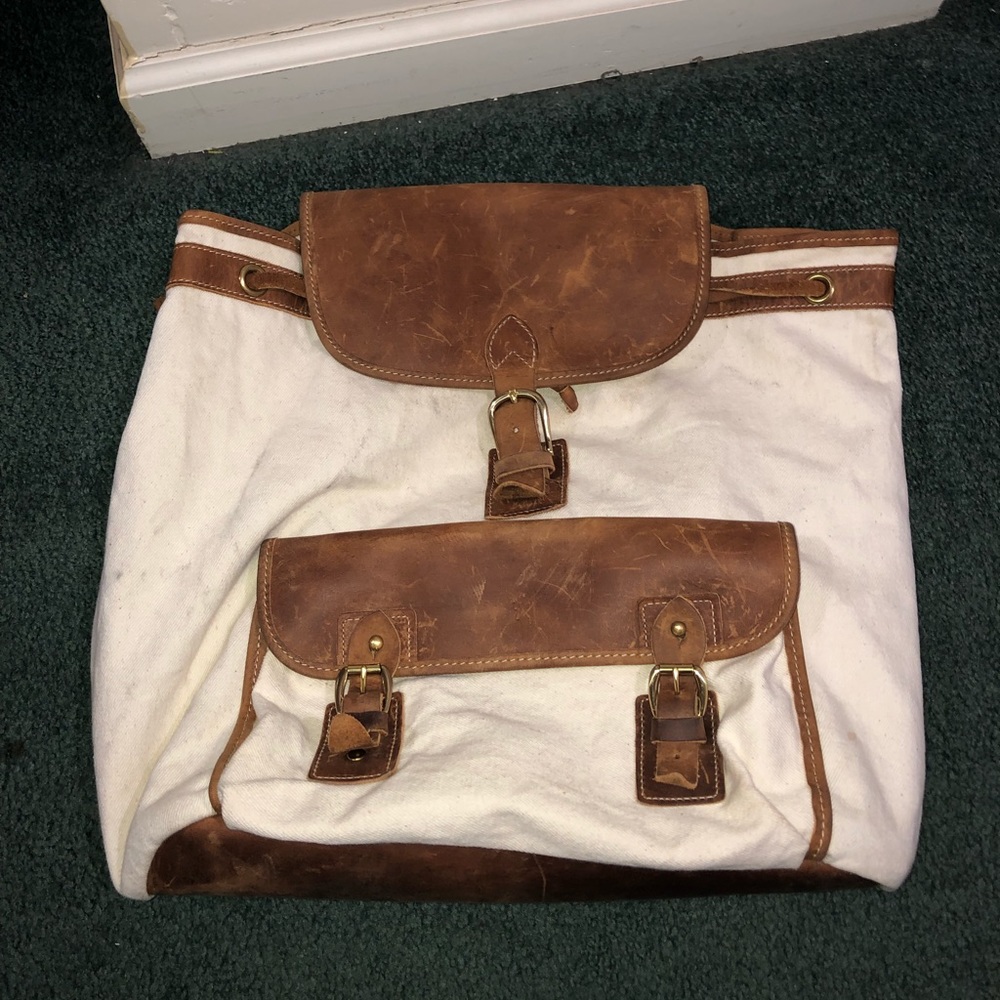 Vintage Armani Jeans leather canvas backpack bag